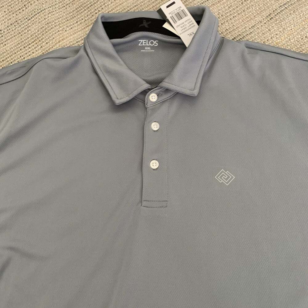 Zelos Polo Shirt Mens XXL Gray Knit Moisture Wicking Quick Dry Golf Belk NEW